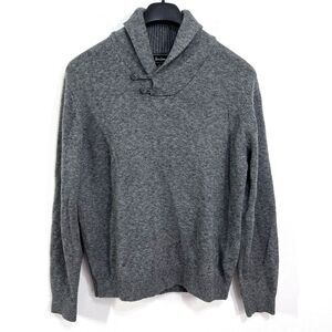 Neiman‎ Marcus | Mens Medium Merino Wool Blend Sweater Shawl Neck Heather Gray